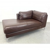 Italian brown leather chaise l