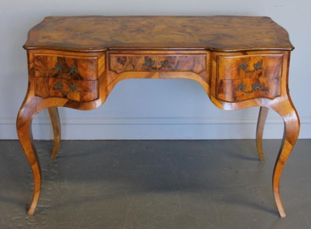 Italian Burl Walnut Desk.From a New