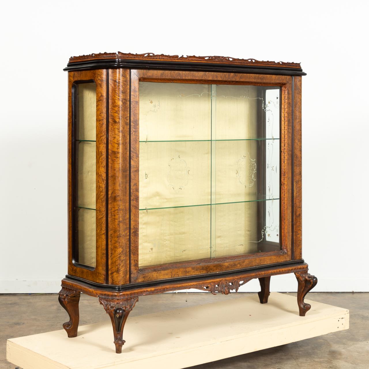 ITALIAN BURLED WALNUT & GLASS