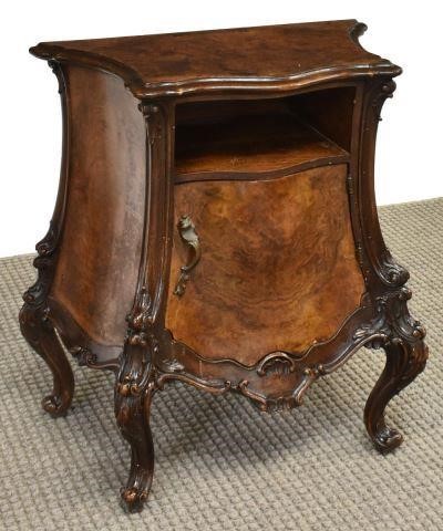 ITALIAN BURLWOOD BOMBE BEDSIDE