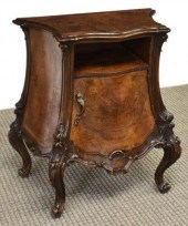 ITALIAN BURLWOOD BOMBE BEDSIDE