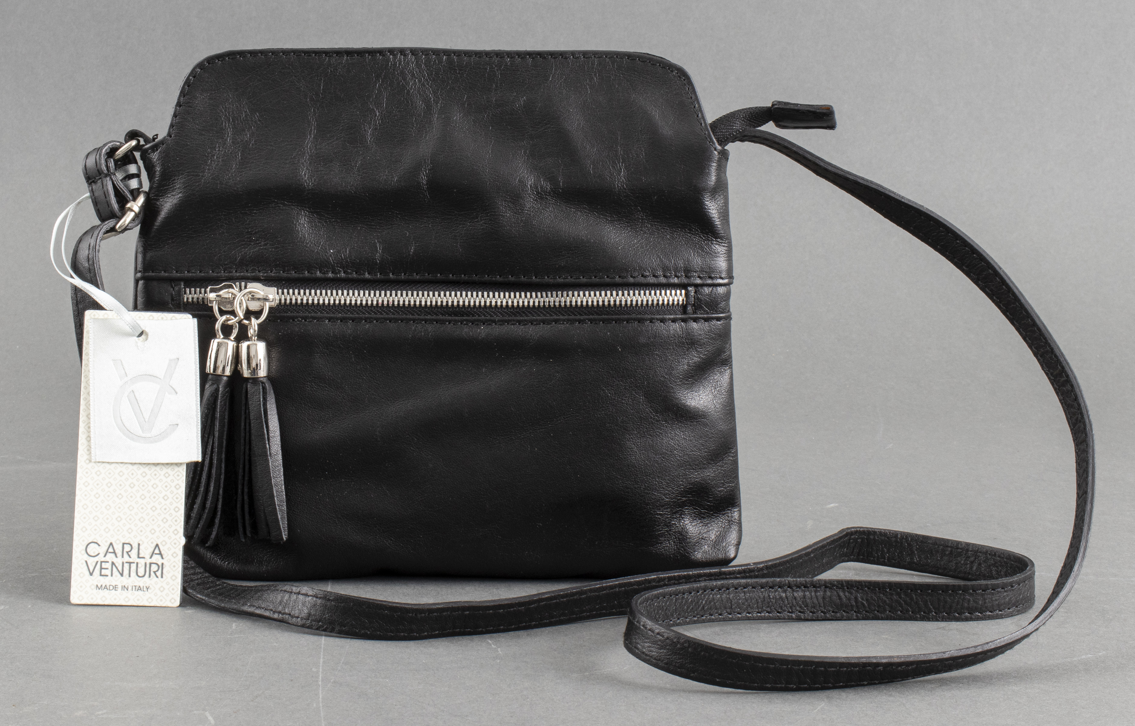 ITALIAN CARLA VENTURI BLACK LEATHER