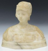 ITALIAN CARVED ALABASTER BUST,