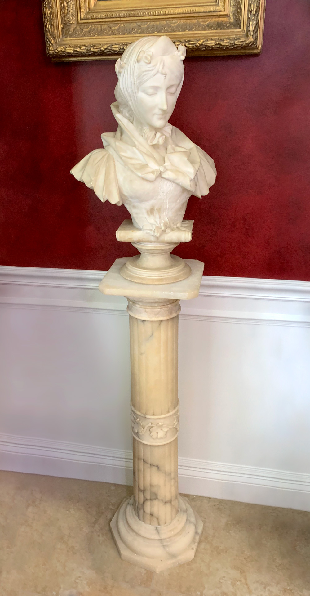 ITALIAN CARVED ALABASTER BUST W/