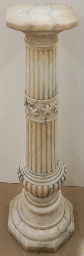 ITALIAN CARVED ALABASTER COLUM