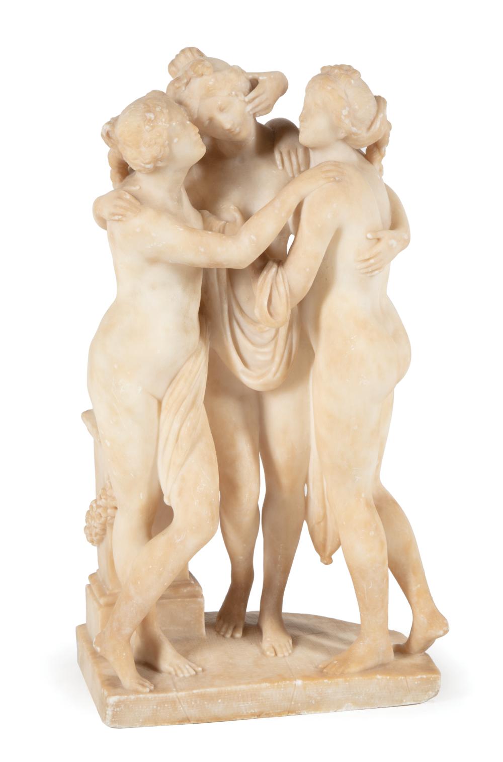 ITALIAN CARVED ALABASTER GROUP "THE