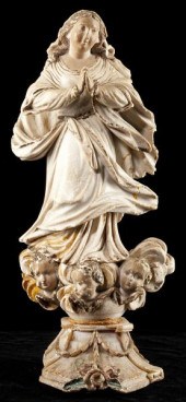 Italian Carved Alabaster Madon