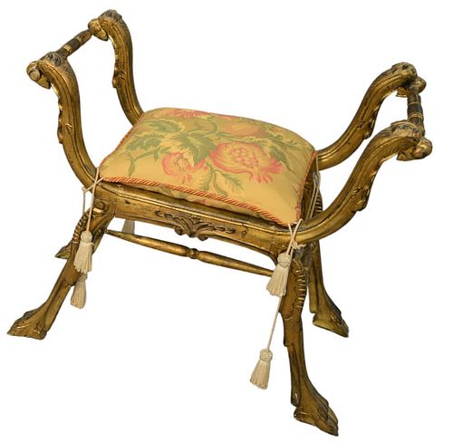ITALIAN CARVED BENCH WITH ANIMAL