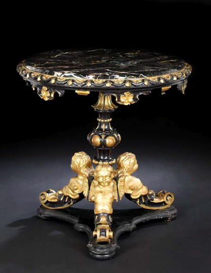 Italian Carved, Black-Enameled