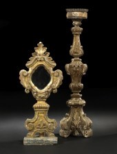Italian Carved, Blue-Painted a