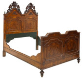 ITALIAN CARVED BURL WALNUT BED
