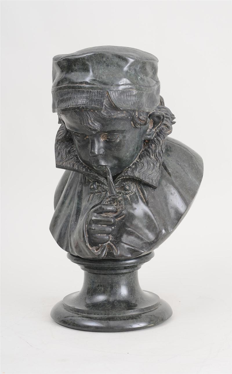 ITALIAN CARVED GREEN MARBLE HEAD OF