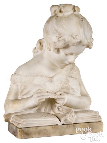 ITALIAN CARVED MARBLE BUST, LATE