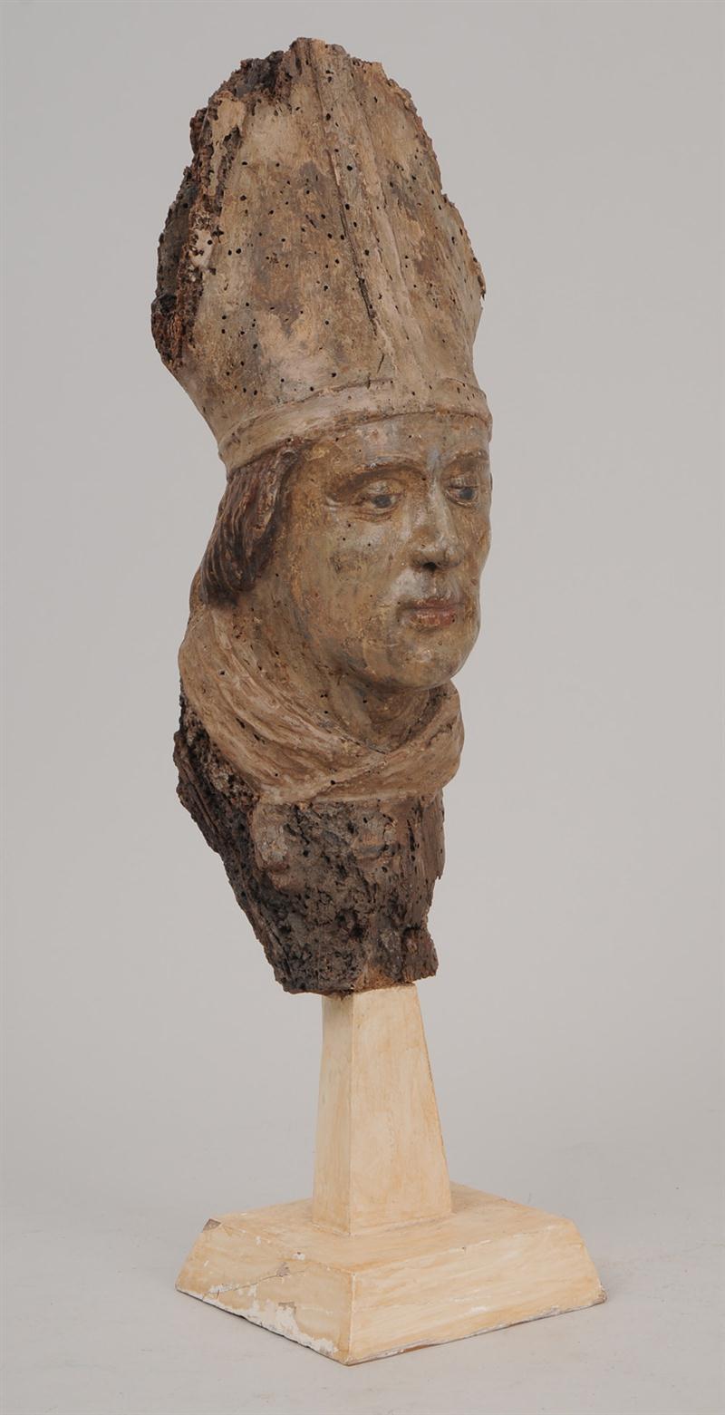 ITALIAN CARVED POLYCHROME WOOD HEAD