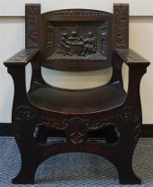 ITALIAN CARVED STAINED OAK SAV