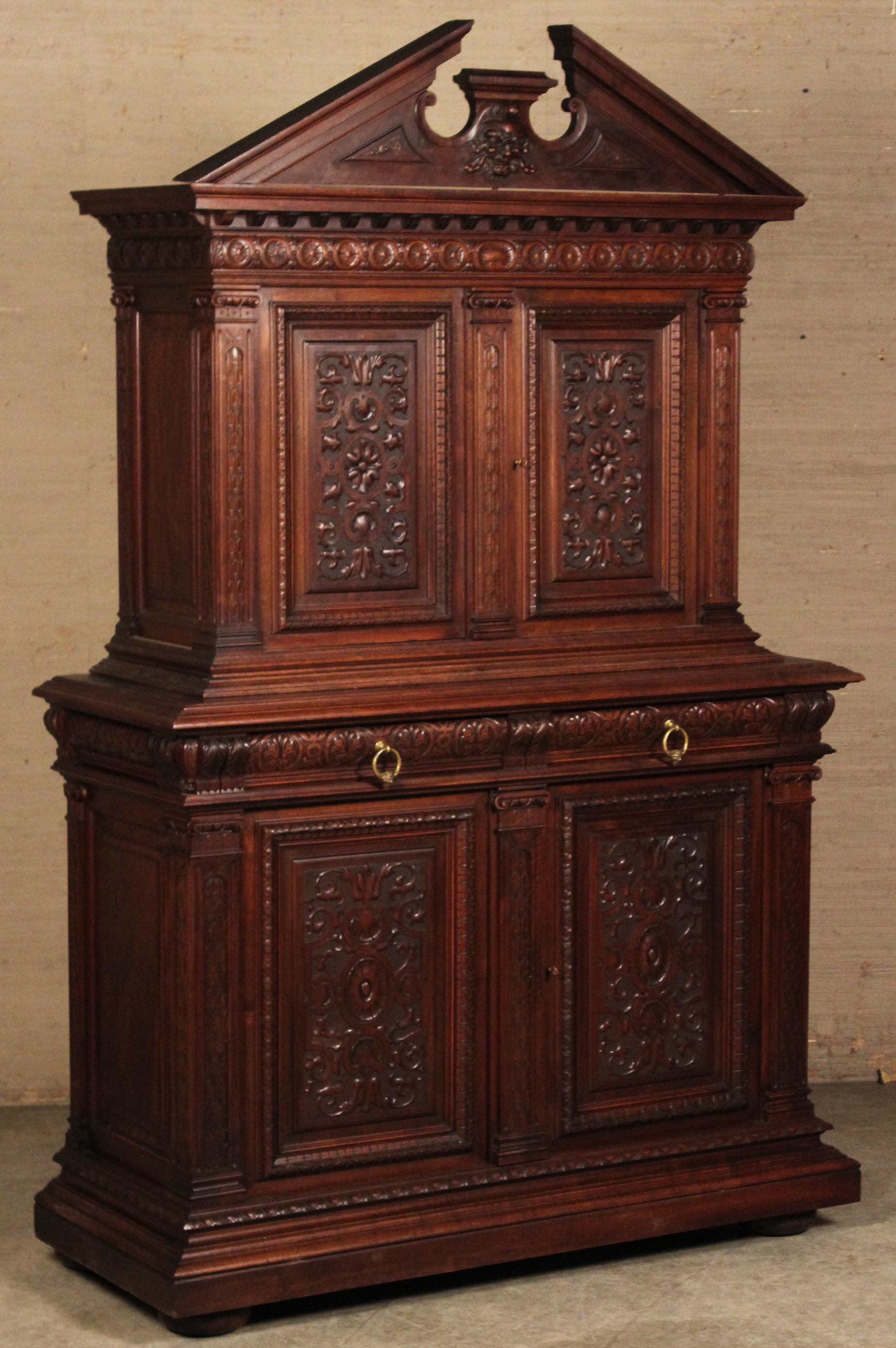 ITALIAN CARVED WALNUT 2 PART