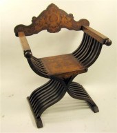 Italian carved walnut and marq
