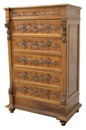 ITALIAN CARVED WALNUT BACHELOR