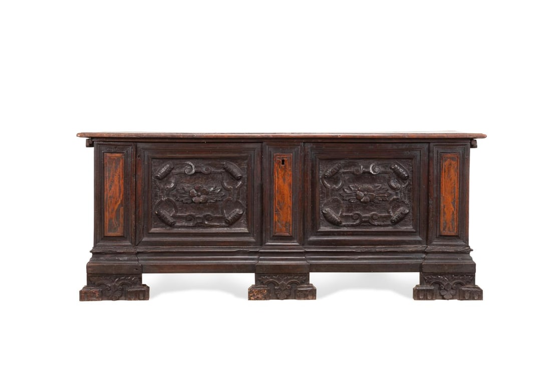 ITALIAN CARVED WALNUT & BURL