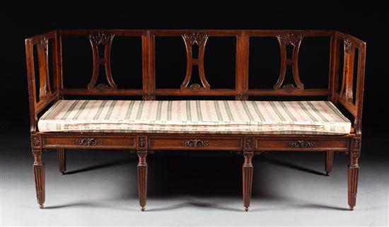 Italian carved walnut cane seat
