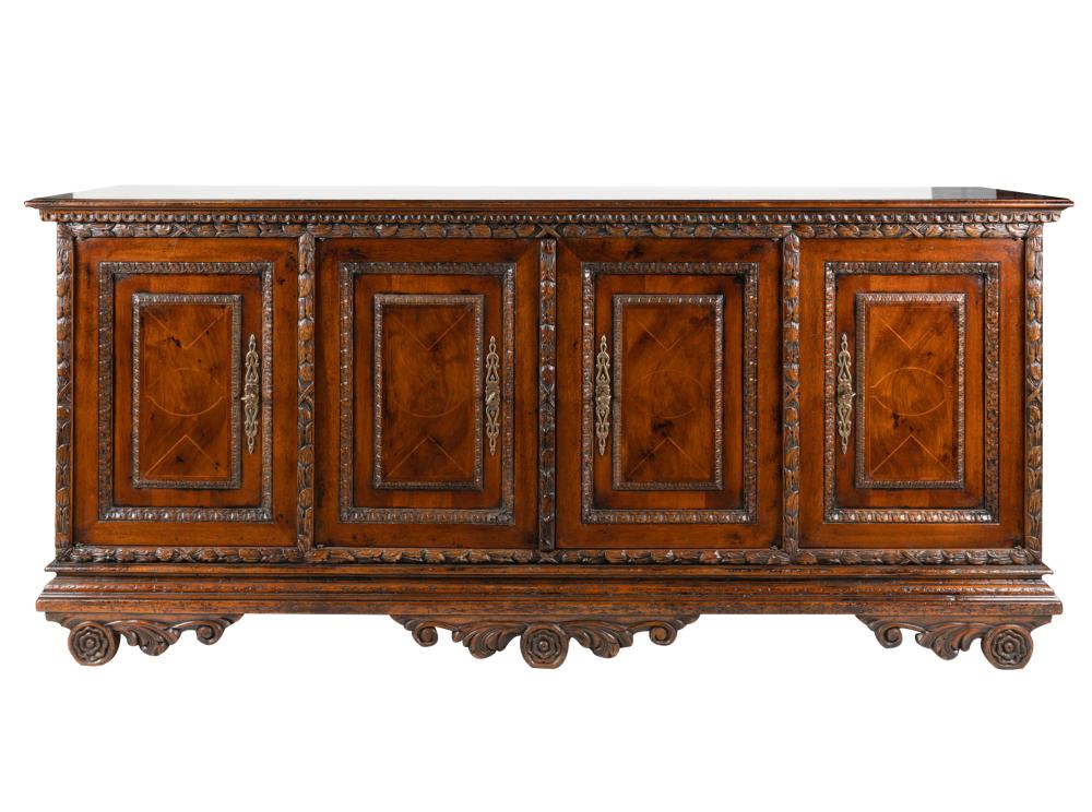 ITALIAN CARVED WALNUT CREDENZAthe