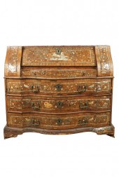 ITALIAN CARVED WALNUT & INLAID