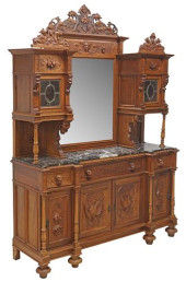 ITALIAN CARVED WALNUT MIRRORED