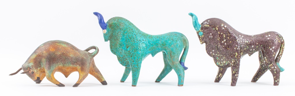 ITALIAN CERAMIC BULL SCULPTURES,