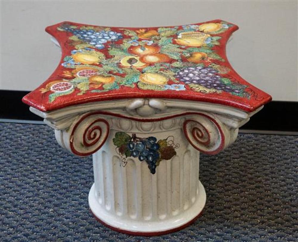 ITALIAN CERAMIC COLUMNAR-FORM LOW
