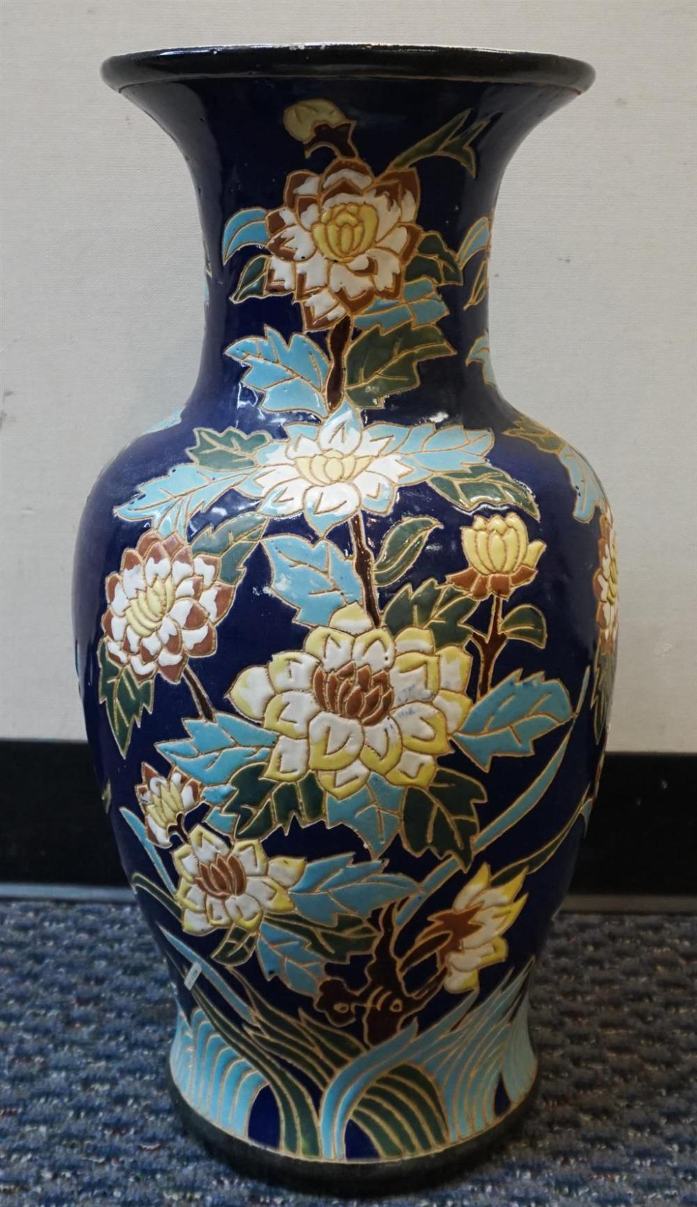 ITALIAN CERAMIC GLAZED VASE, H: