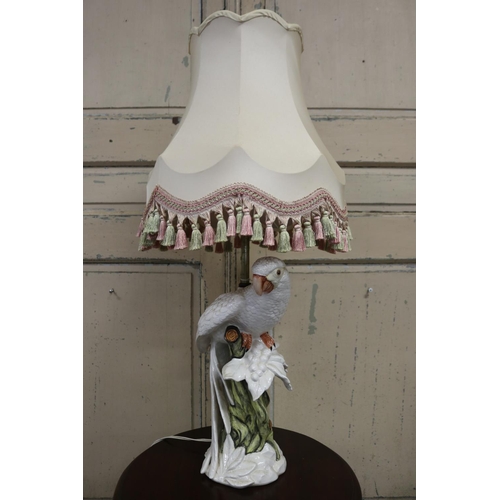 Italian ceramic parrot lamp, A/F to