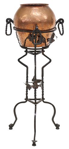 ITALIAN COPPER PLANTER ON