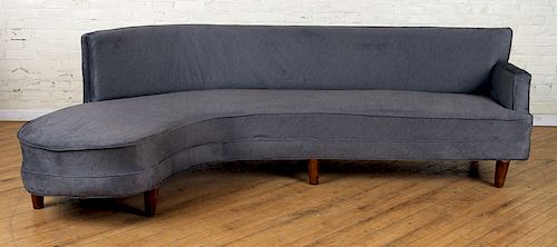 ITALIAN CURVED SOFA WOOD LEGS CIRCA