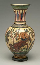 Italian decorated redware vase