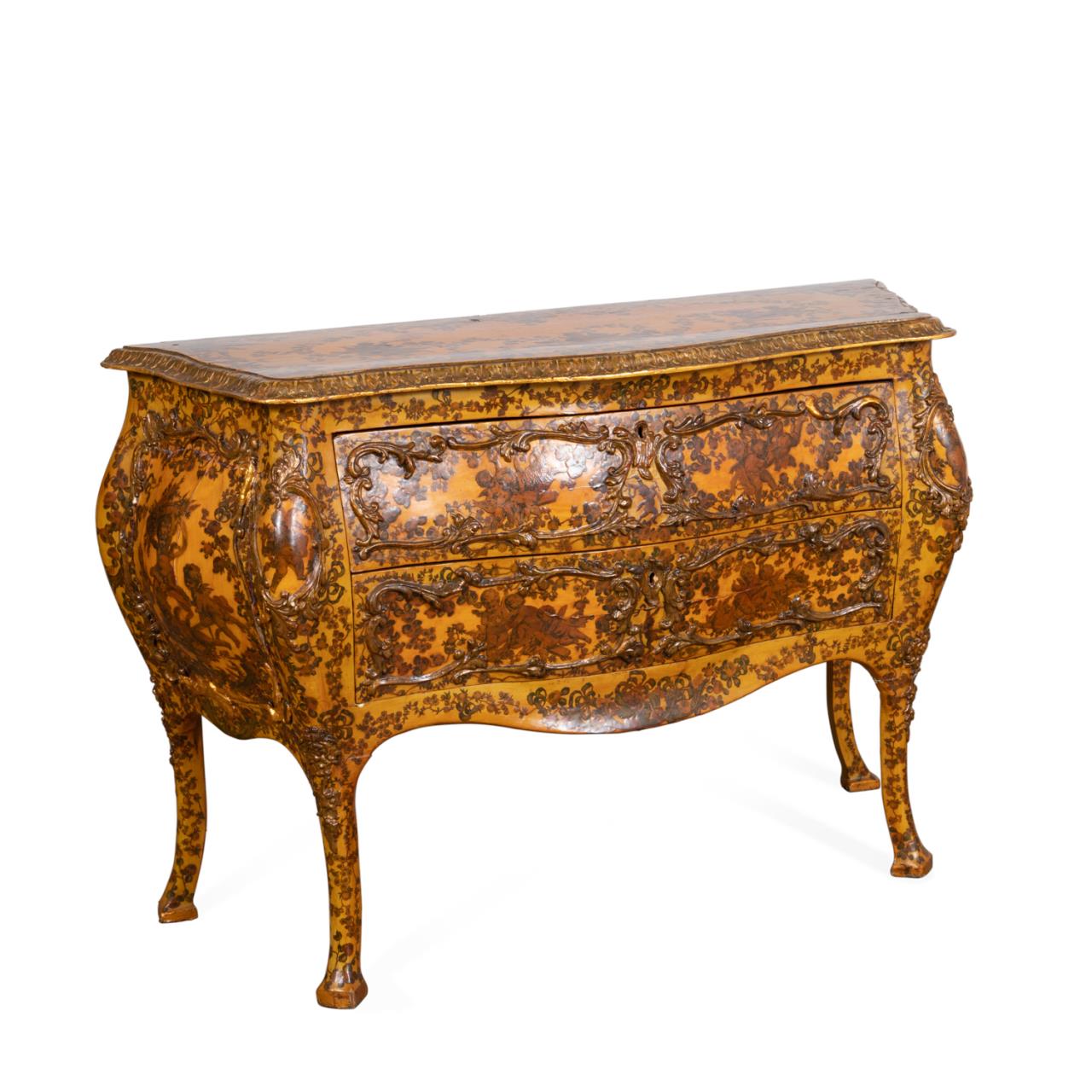 ITALIAN DECOUPAGE YELLOW TWO DRAWER