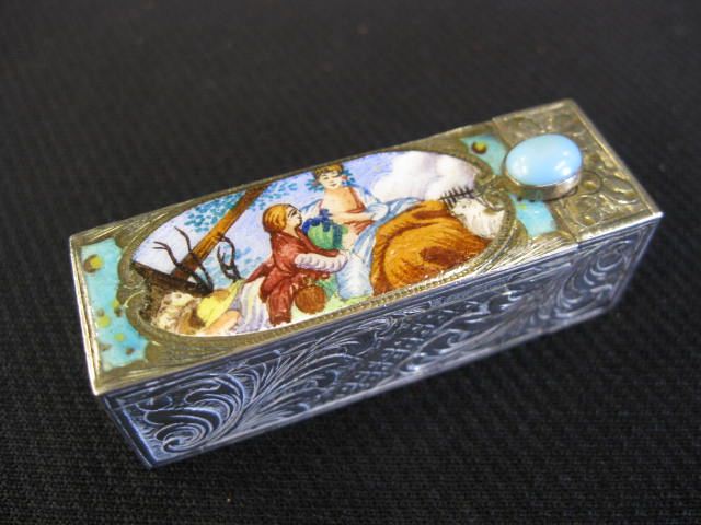 Italian Enameled Silver Lipstick