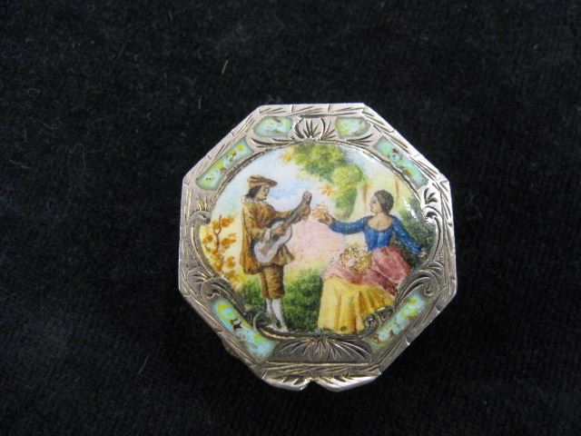 Italian Enameled Silver Pill Box