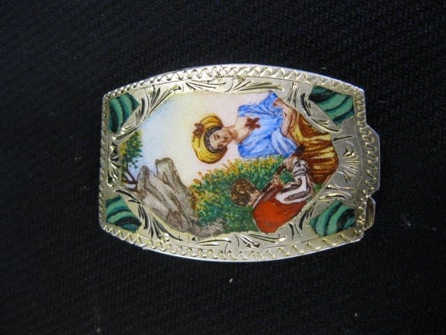 Italian Enameled Silver Pill Box