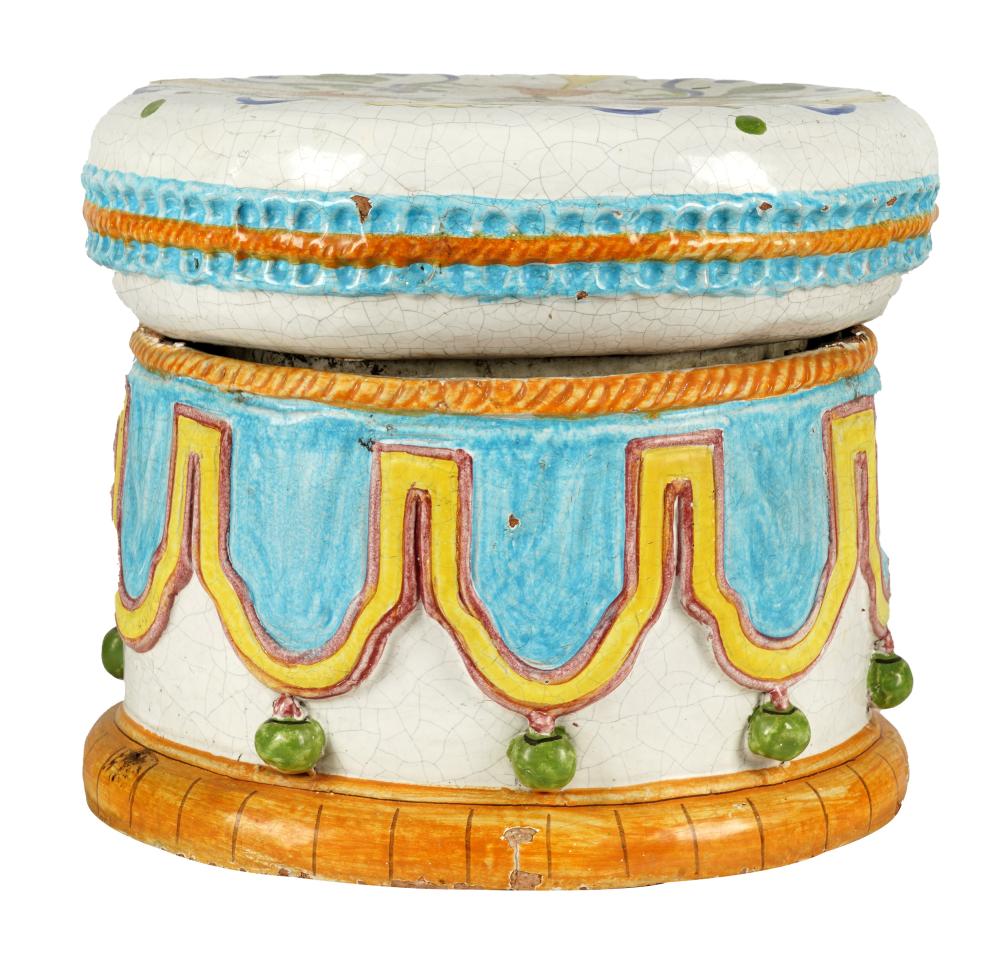 ITALIAN FAIENCE GARDEN SEATin two