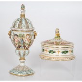 Italian Faience Urn and Dish I