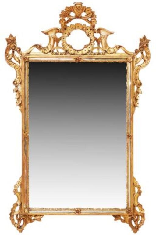 ITALIAN FLORENTINE GILTWOOD MIRROR,