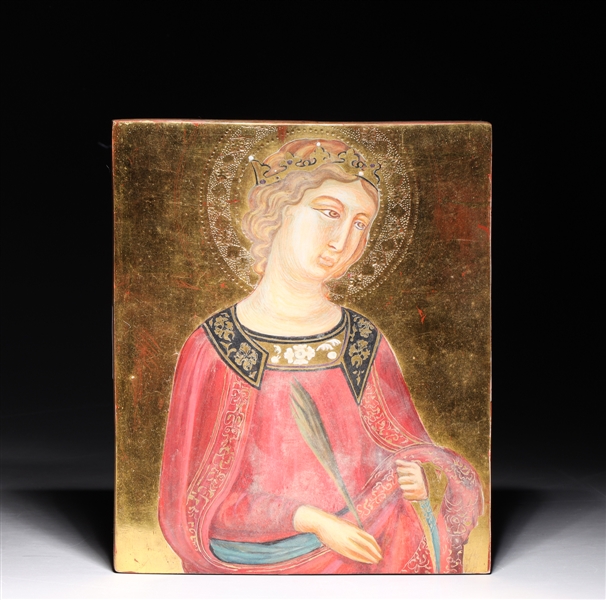 Italian gilded icon on wood panel
