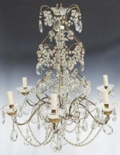 ITALIAN GILT IRON & CRYSTAL SI