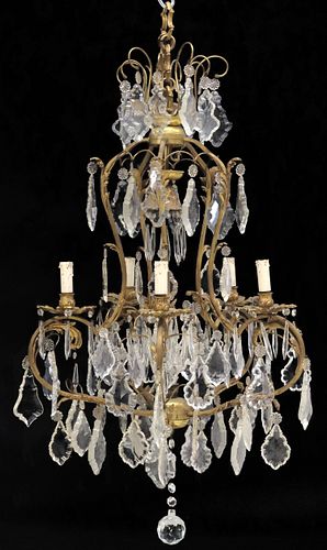 ITALIAN GILT METAL AND CRYSTAL 6-LT