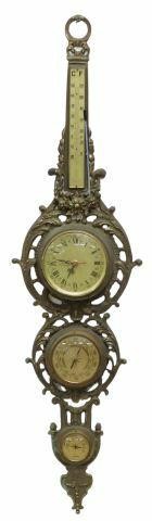 ITALIAN GILT METAL BAROMETER, CLOCK