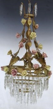 ITALIAN GILT METAL & CRYSTAL P