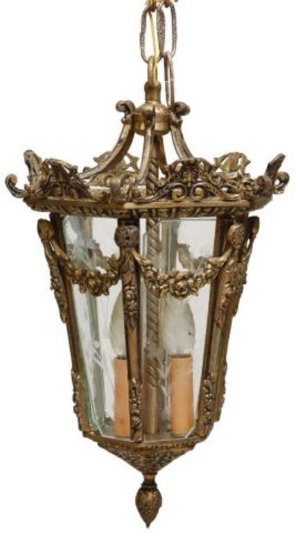 ITALIAN GILT METAL & ETCHED GLASS