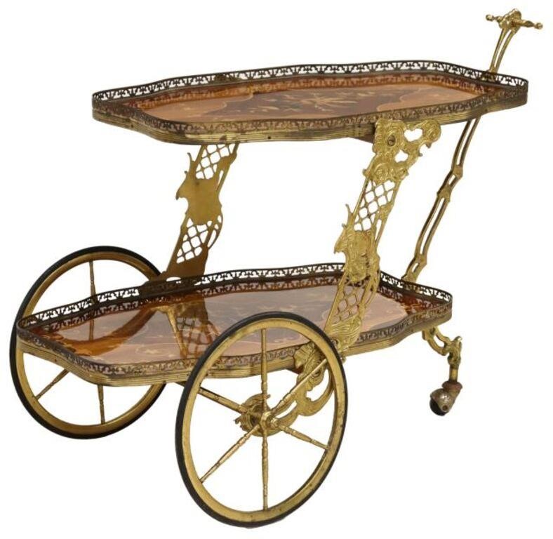 ITALIAN GILT METAL & MARQUETRY