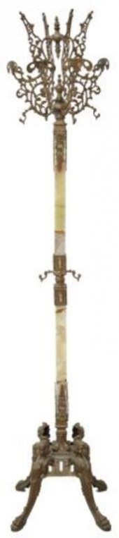 ITALIAN GILT METAL & ONYX STAN
