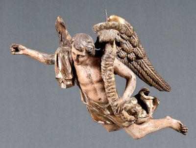 Italian gilt, polychrome angel,